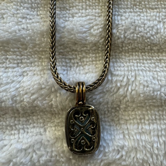 BLUE TOPAZ CRYSTAL NECKLACE | SILVER AND GOLD - Picture 4 of 9